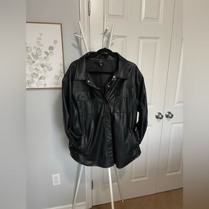 XXL Faux Leather Shirt Jacket
